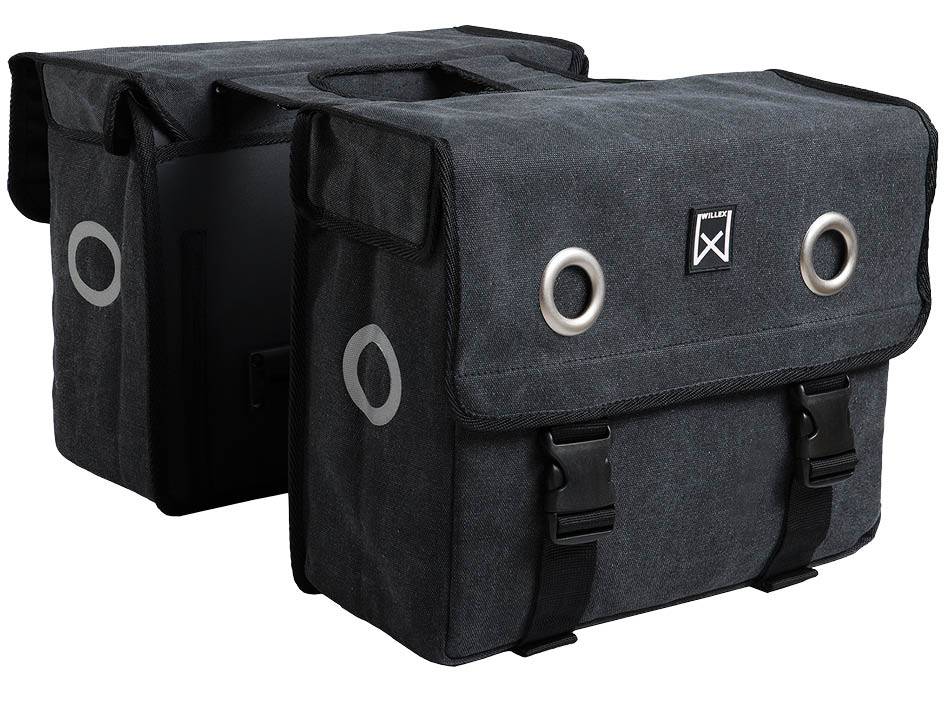 Willex Dubbele fietstas Canvas Tas 46L Zwart