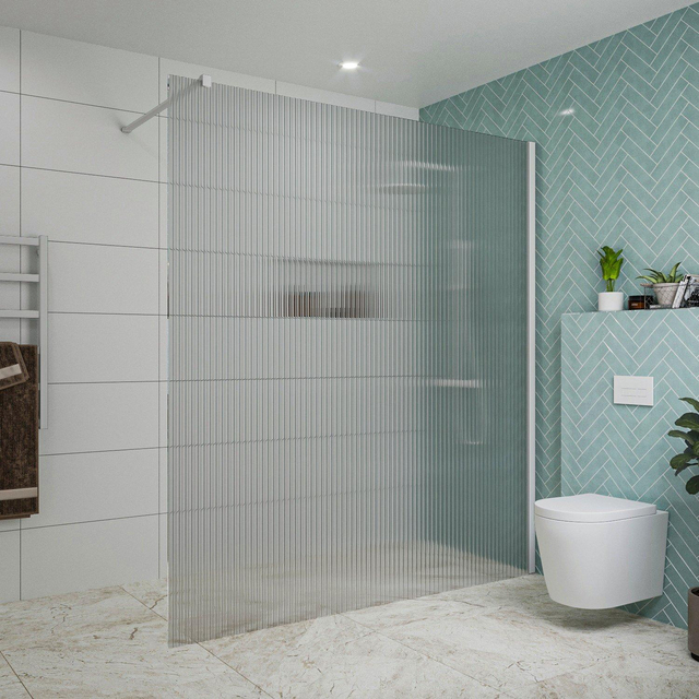 Fortifura Galeria inloopdouche - 180x200cm - ribbelglas - wandarm - mat wit SW797957/SW797906