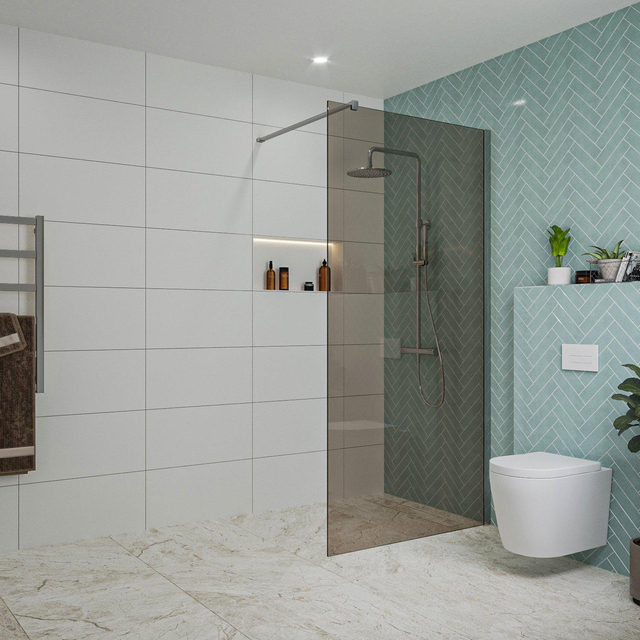 Fortifura Galeria inloopdouche - 100x200cm - rookglas - wandarm - chroom SW797940/SW797904