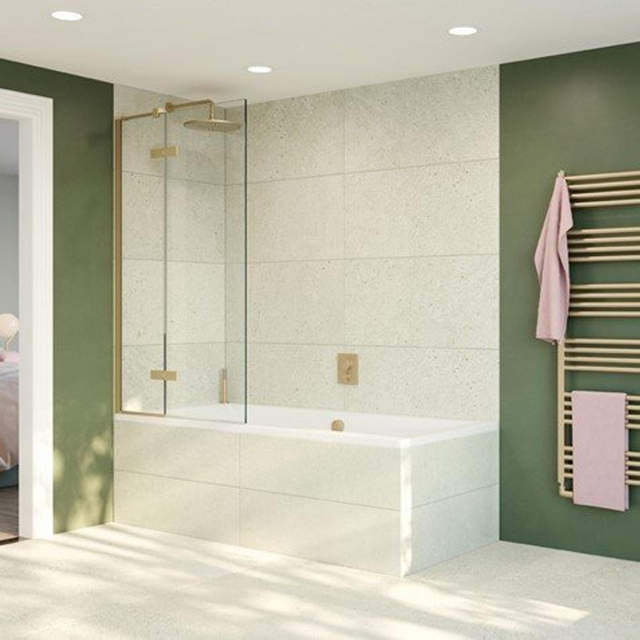 Crosswater Crosswater Optix 10 Badwand - 90x150cm - links - geborsteld messing OXBDFC0900L