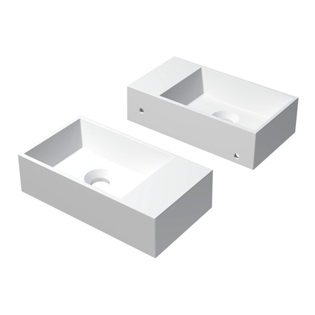 INK INK Contra Fontein - 40x22x10cm - wasbak links - 0 kraangaten - polystone wit mat 3403004