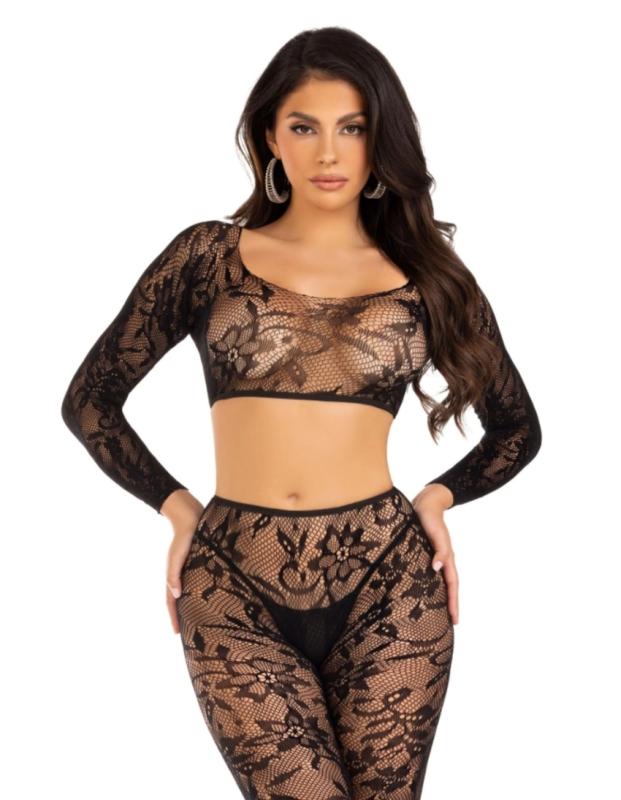 Leg Avenue Leg Avenue - Crop Top & Legging Zonder Voet - Zwart