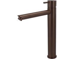 Hotbath Cobber hoge wastafelmengkraan met rechte uitloop zonder waste verouderd messing CB003HSAB