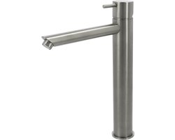 Hotbath Cobber hoge wastafelmengkraan met rechte uitloop zonder waste geborsteld nikkel CB003HSGN