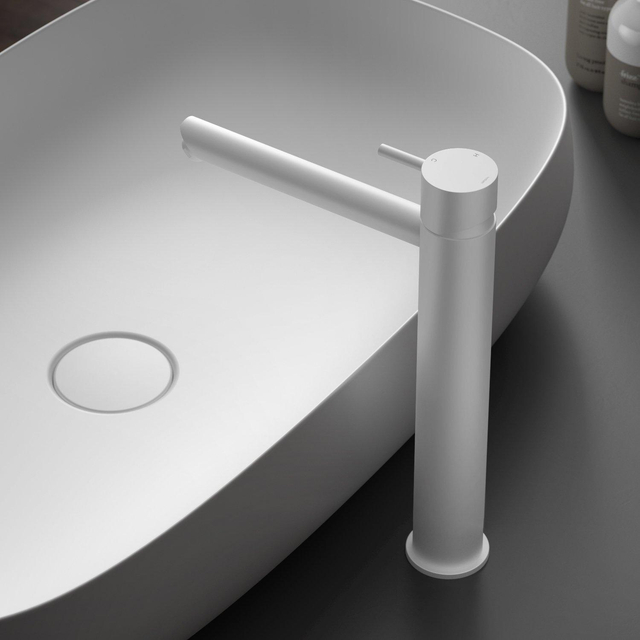 Hotbath Hotbath Cobber hoge wastafelmengkraan met rechte uitloop zonder waste mat wit CB003HSWH