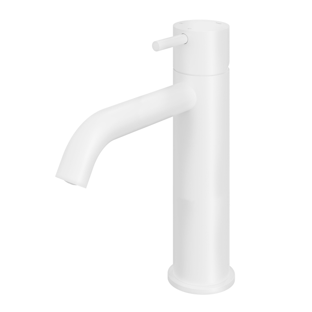 Hotbath Hotbath Cobber middelhoge wastafelkraan met gebogen uitloop zonder waste mat wit CB003MCWH