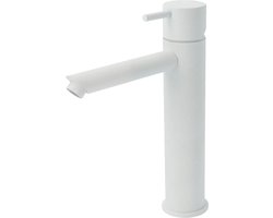 Hotbath Cobber middelhoge wastafelmengkraan met rechte uitloop zonder waste mat wit CB003MSWH