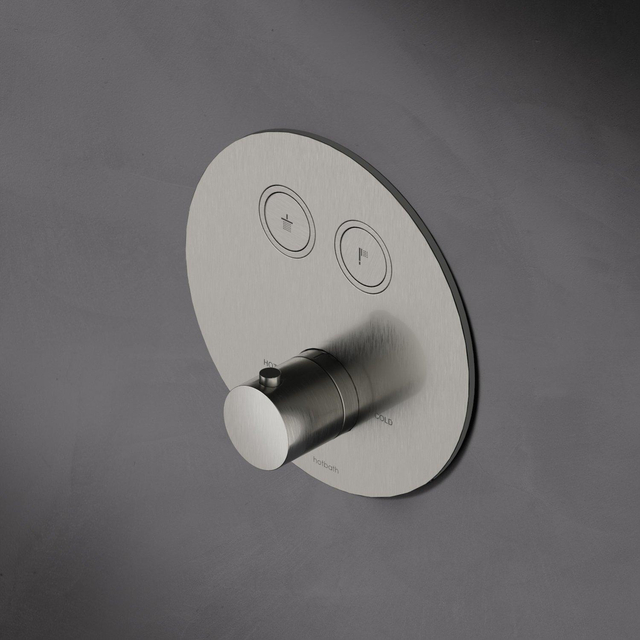 Hotbath Hotbath Cobber Inbouwthermostaat met 2 pushbuttons rond verouderd messing HBPB009 / PB009EXTAB