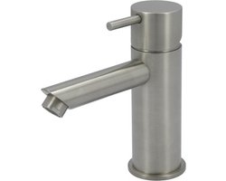 Hotbath Cobber lage wastafelmengkraan met rechte uitloop zonder waste geborsteld nikkel CB003SGN