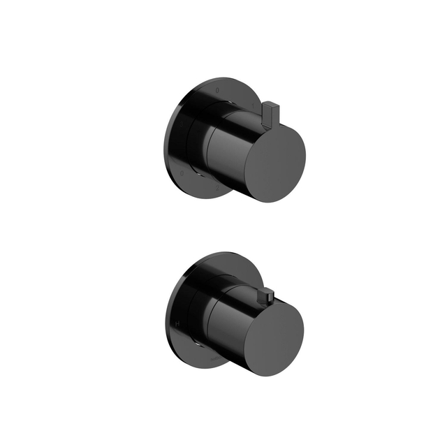 Hotbath Hotbath Ace Afbouwdeel - voor inbouwthermostaat - 3-weg - omstel - Gepolijst Zwart PVD AC039EXTPBP