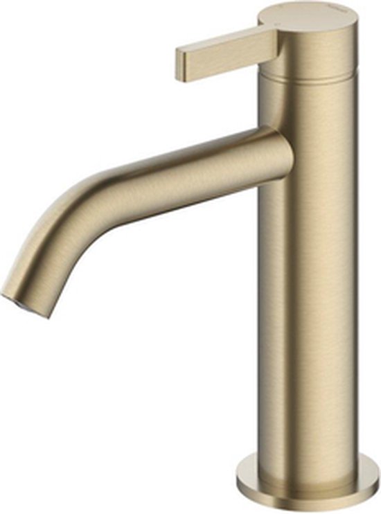 Hotbath Ace Wastafelmengkraan - laag - opbouw - zonder waste - Geborsteld Messing PVD AC003BBP