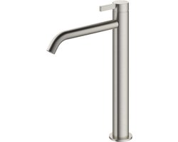 Hotbath Ace Wastafelmengkraan - hoog - opbouw - zonder waste - Geborsteld Nikkel AC003HGN
