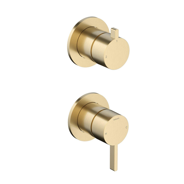 Hotbath Hotbath Ace Afbouwdeel - mengkraan - 2-weg omstel - Geborsteld Messing PVD AC129EXTBBP