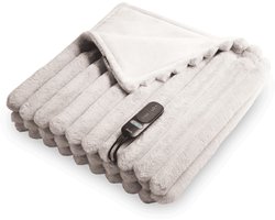 Duux Yentl Overblanket Stripped Rabbit Faux Fur (200 x 200) Elektrische deken - Grijs