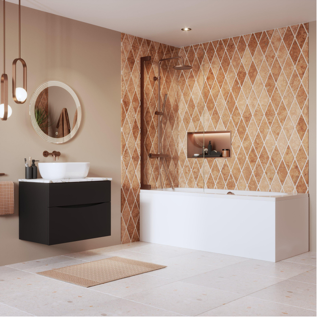 Crosswater Crosswater Asura scharnierend badscherm - 90x150cm - geborsteld brons AUBSBZC0900