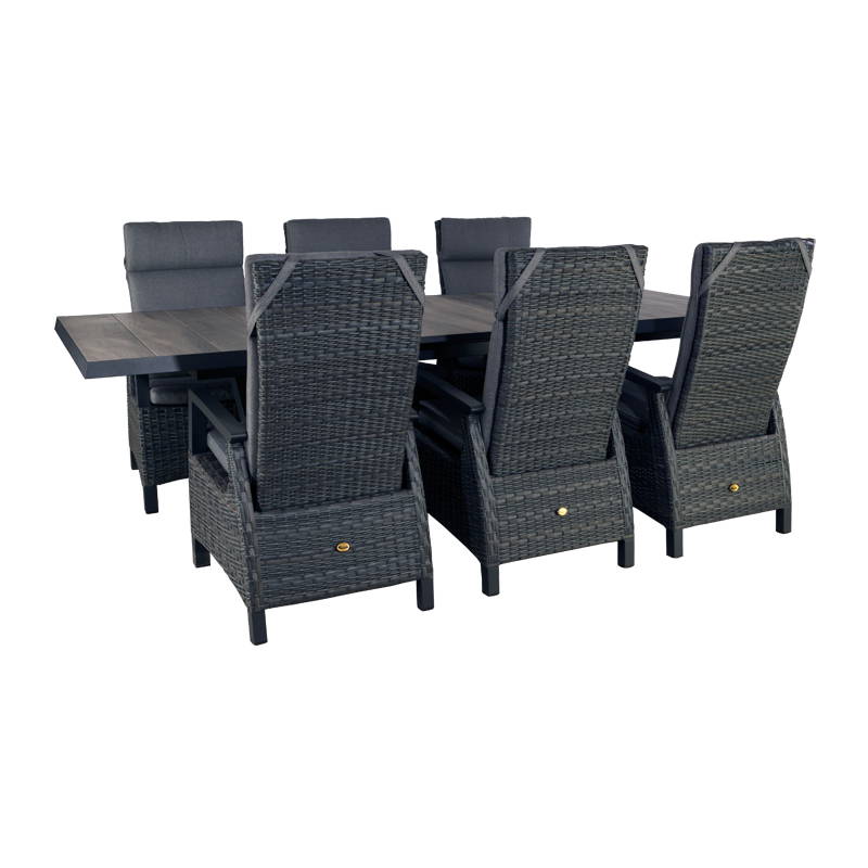 Oosterik Home Dining set East Haven Midnight Grey 202 - 264 x 100 x 77 cm Oosterik Home - Oosterik home - Grijs