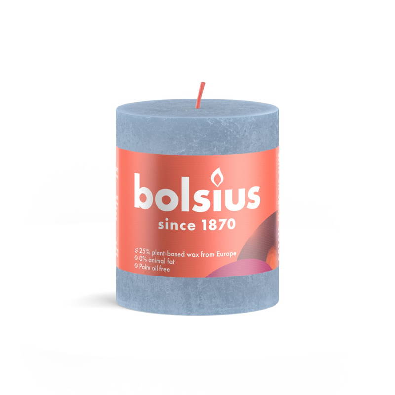 Bolsius Rustiek stompkaars shine 80 x 68 mm Sky blue kaars Bolsius - Bolsius - Blauw
