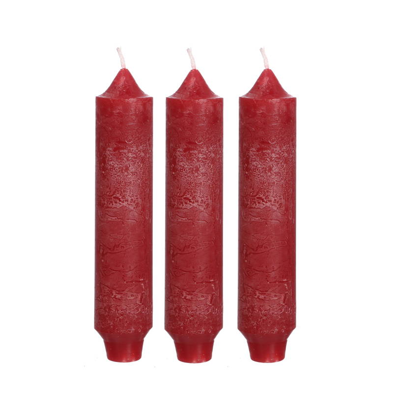 Hortus Palermo kaarsen set 3 stuks dia. 3.5 x H 17 cm Hortus - Hortus - Rood
