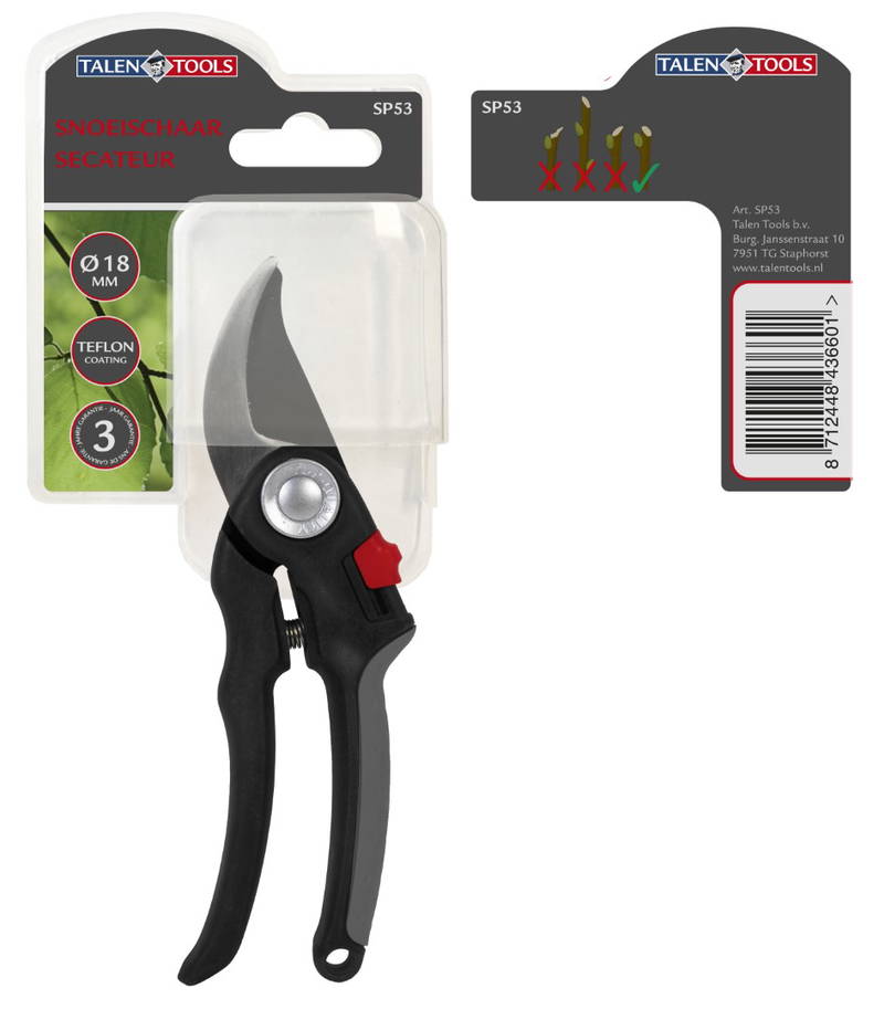 Talen Tools Snoeischaar voorbijsnijdend klein/grote hand premium 18,5 cm TalenTools - Talentools