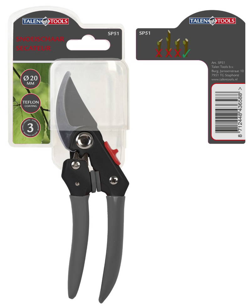 Talen Tools Snoeischaar voorbijsnijdend ergonomisch premium 21 cm TalenTools - Talentools