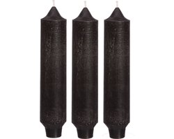 Hortus Palermo kaarsen set 3 stuks dia. 3.5 x H 17 cm - - Zwart