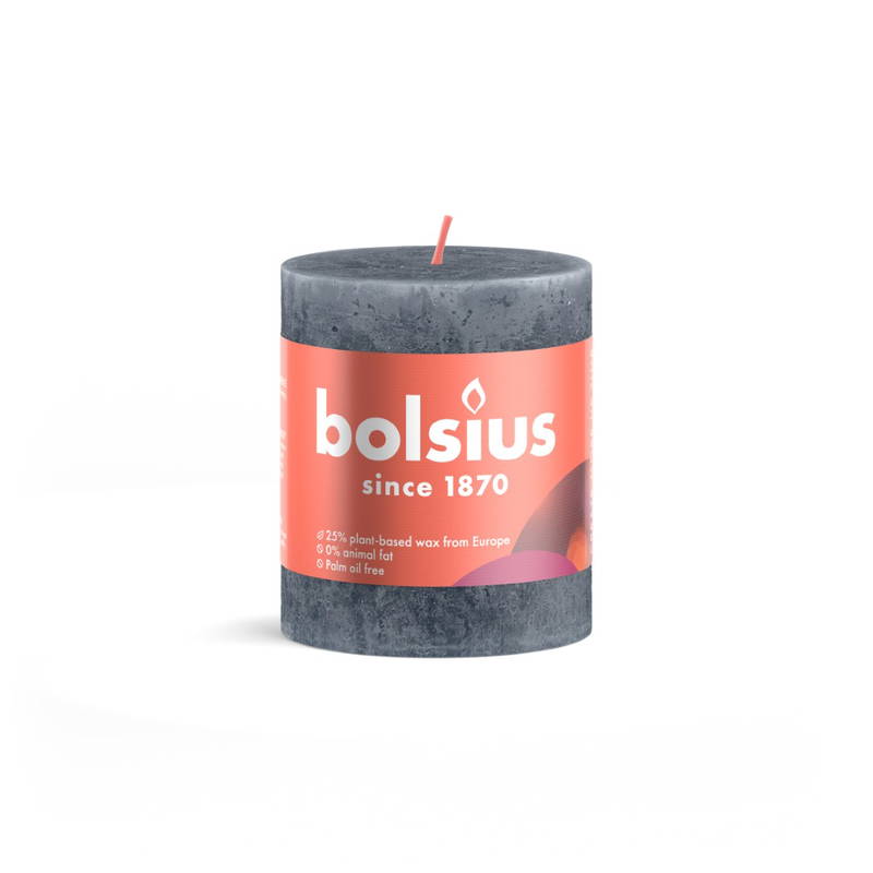 Bolsius Rustiek stompkaars shine 80 x 68 mm Slate blue kaars Bolsius - Bolsius - Blauw