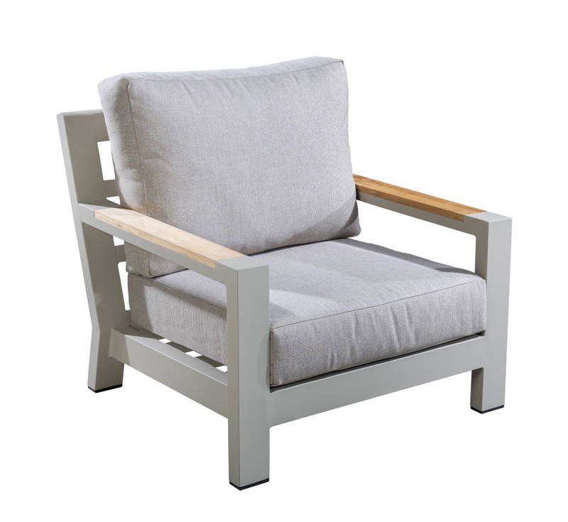 Bango lounge chair aluminium salix/teak/flax AW Yoi - Yoi - Beige