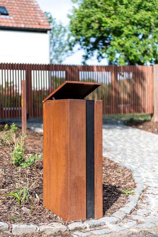 Geroba Collu Combo Cortenstaal/RAL 9005 Brievenbus 350 x 350 x 1000 mm - - Bruin