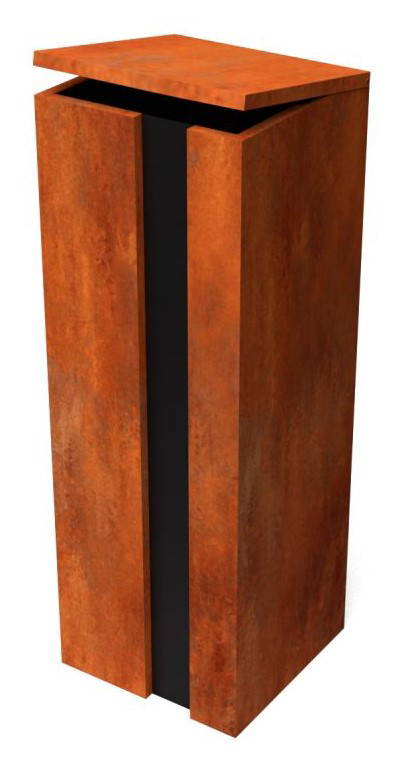 Geroba Collu Combo RAL 9005/Cortenstaal Brievenbus 350 x 350 x 1000 mm Geroba - Geroba - Bruin