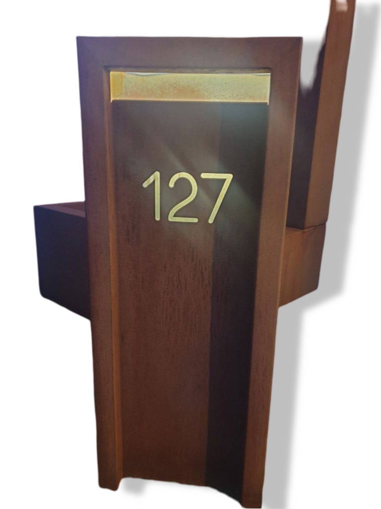 Geroba Voorzien van LED achter huisnummer Cortenstaal Geroba - Geroba - Bruin