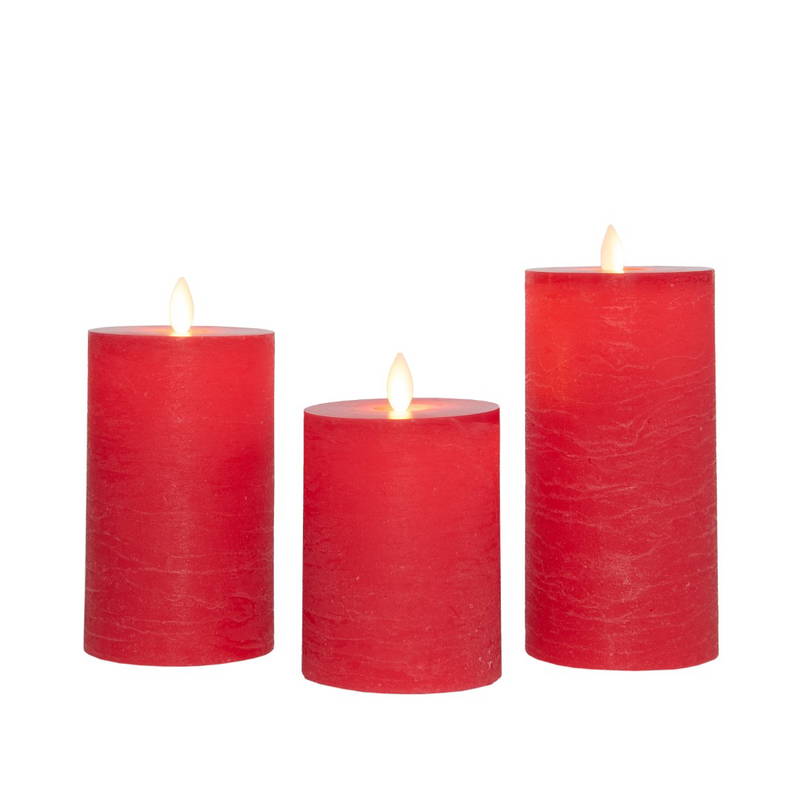 Stompkaars-USB wax d7,5 cm set van 3 Anna's Collection - Annas collection - Rood