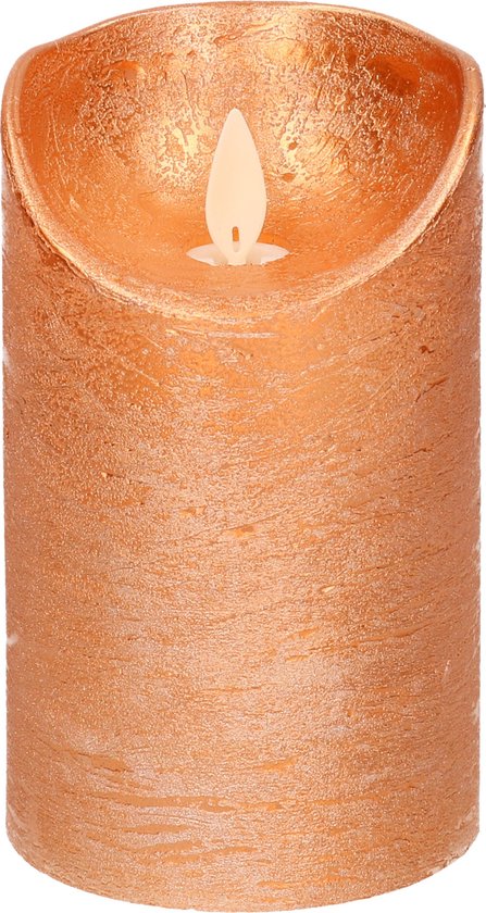 Anna's Collection Kaars wax rustiek bewegende vlam 7,5x12,5 cm koper b.o. - Annas collection