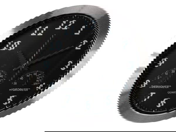 Velleman Aluminium wandklok met thermometer & hygrometer dia. 35.5 cm Velleman - Velleman