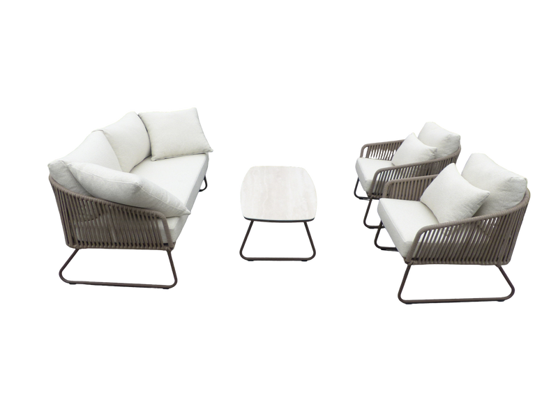 Calera 4 piece loungeset aluminium bronze/belt toffee/wool white AW Yoi - Yoi