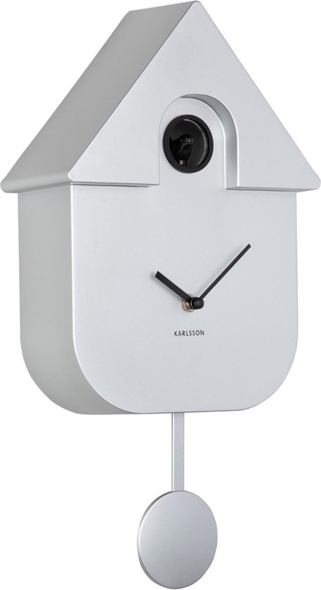 Hortus Wall clock Modern Cuckoo ABS metallic V - - Grijs