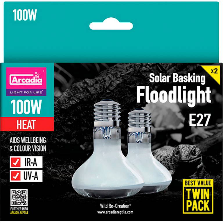 Arcadia solar basking floodlight 100 watt twin pack Habistat Aquadistri - Aquadistri