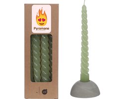 Hortus Twist kaarsen set 4 stuks dia. 2.2 x H 19 cm - - Groen