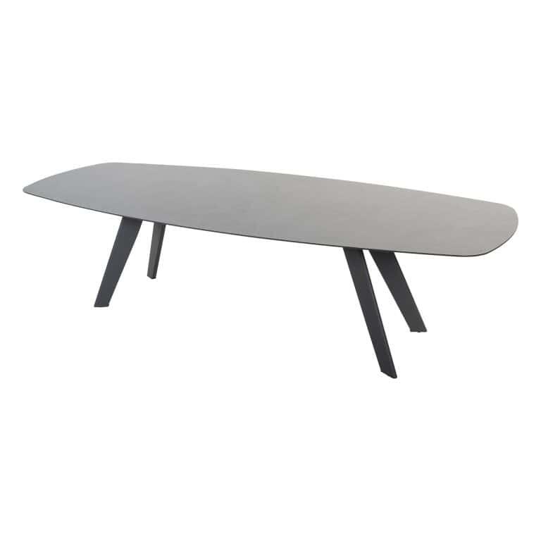 4SO Montana tafel onderstel antraciet 280 x 113 cm barrel met blad antraciet keramiek terrazzo 4SO - 4so - Grijs