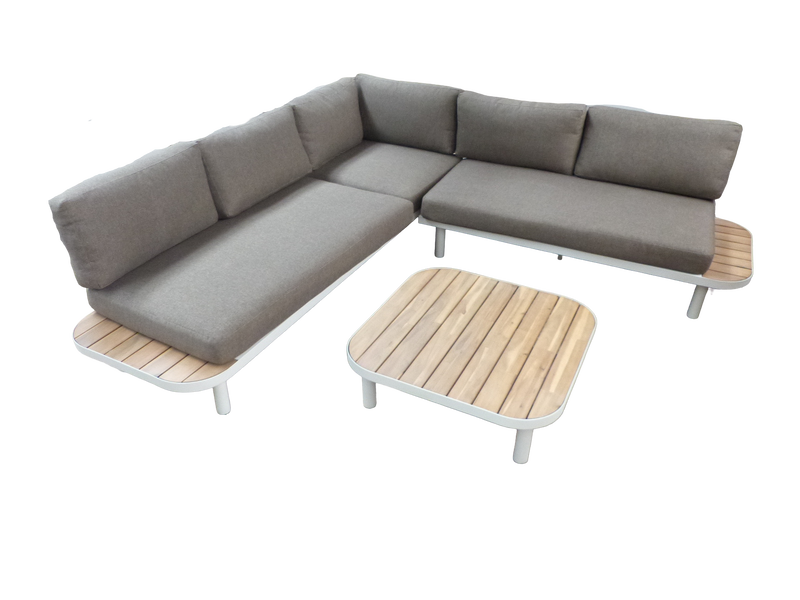 Eurofleur Aanbieding Moa cornerset oyster/acacia incl. naturel bruine kussens Eurofleur Aanbieding - Eurofleur aanbieding