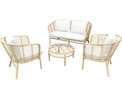 Eurofleur Aanbieding Kuching loungeset light bamboo incl. royal sand kussens -