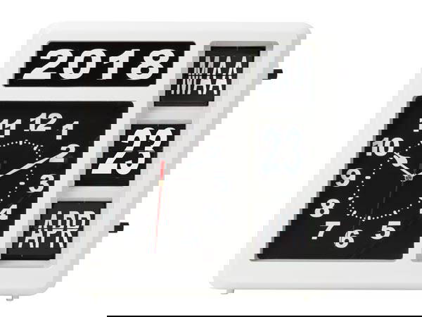 Velleman Wandklok met flipover kalender 31 x 31 cm nederlands Velleman - Velleman