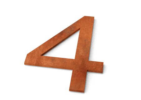 Geroba Nummer 4 Model: Huisnummer Cortenstaal Geroba - Geroba - Bruin