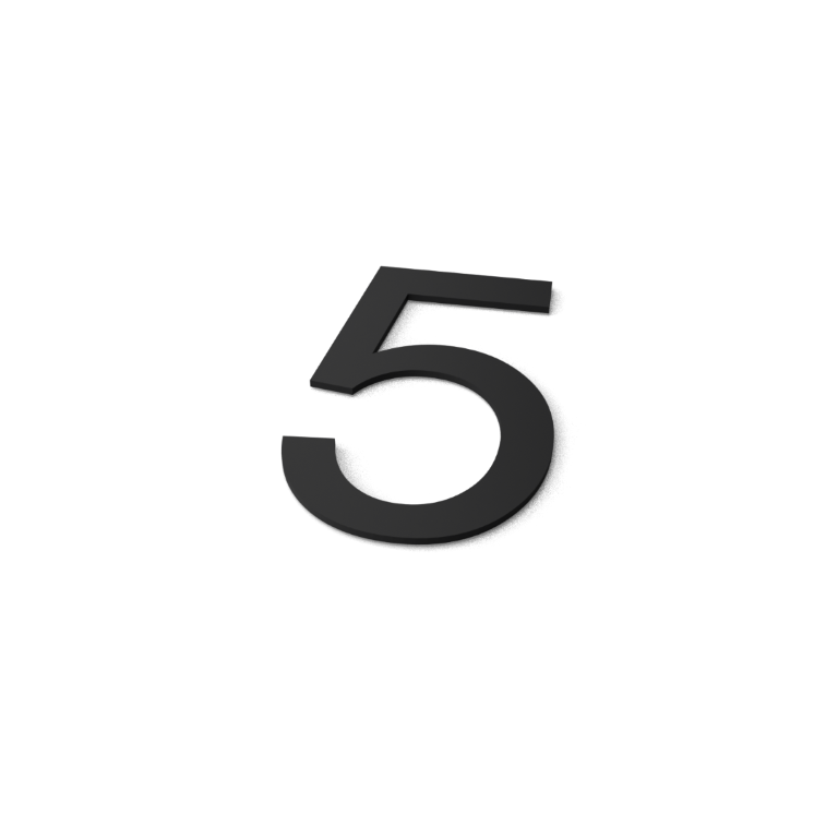 Geroba Nummer 5 Model: Huisnummer Staal Geroba - Geroba - Zwart