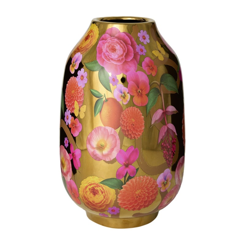 Vaas bloemen - multikleur - ø19x31 cm