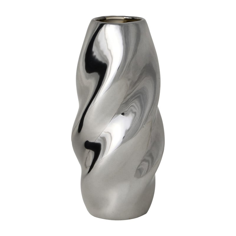 Vaas wave rond - zilverkleurig - ø10x21 cm