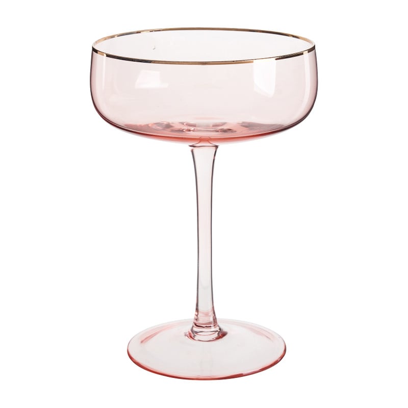 Champagnecoupe gouden rand - roze - 220 ml