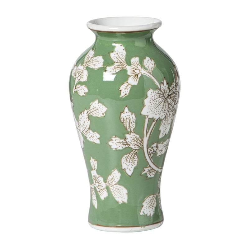 Vaas bloemenprint groot - groen - ø9x17.5 cm