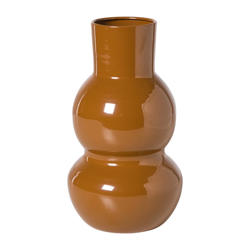 Vaas twee bollen - bruin - ø12.5x21 cm