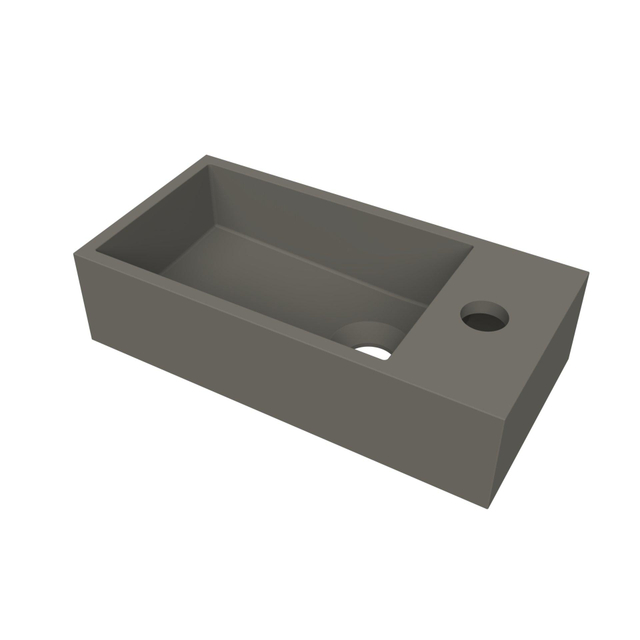 Arcqua Arcqua Flair fontein - 36x18x9cm - cast marble - 1 kraangat - rechts - mat quartz grijs WAS659817