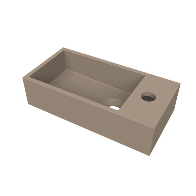 Arcqua Arcqua Flair fontein - 36x18x9cm - cast marble - 1 kraangat - rechts - mat truffel WAS803940